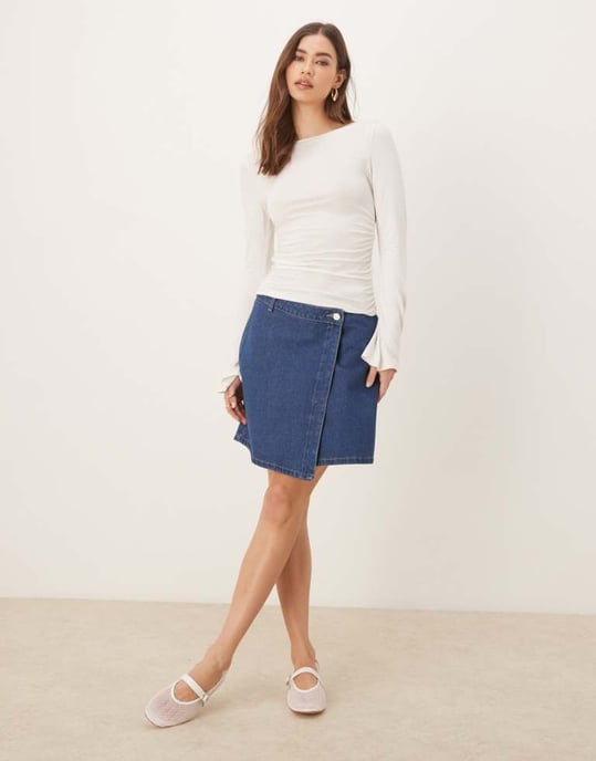 Gina Tricot Soft Touch long sleeve boatneck top in off white - Image 4