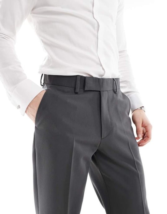 ASOS DESIGN smart raka byxor i kolgrå - Image 2