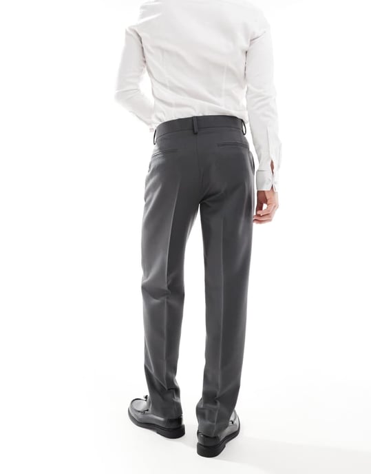 ASOS DESIGN smart raka byxor i kolgrå - Image 3