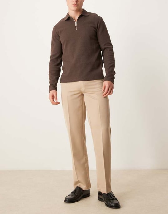 ASOS DESIGN smart raka byxor i sten - Image 1