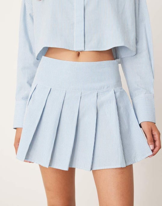 ASOS DESIGN tennis kjol set i blå och vit rand - Image 2