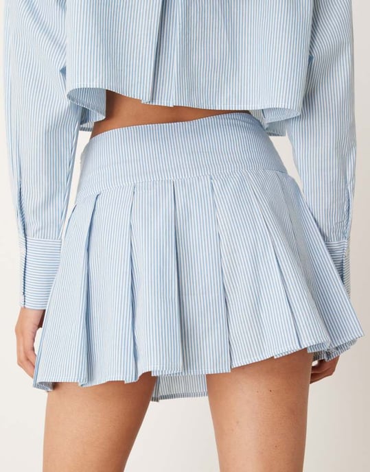 ASOS DESIGN tennis kjol set i blå och vit rand - Image 3