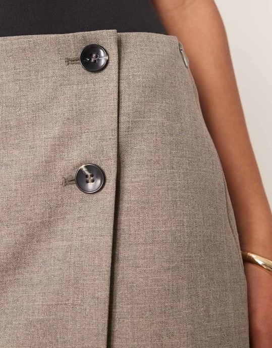 YAS wrap detail tailored skirt co-ord in taupe - Image 3