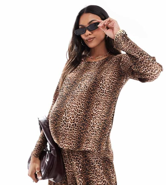 Mamalicious graviditet plisserad topp set i leopardmönster - MULTIFÄRGAD - Image 1
