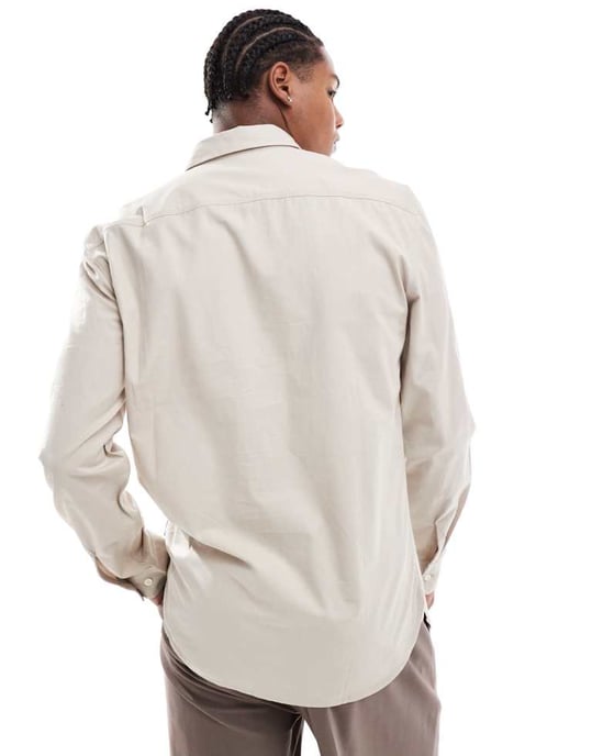 French Connection shirt with double breast pockets in stone - Image 3