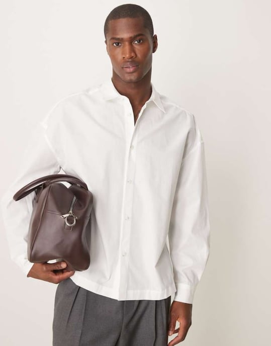 ASOS DESIGN oversized drop shoulder shirt in white - Image 1