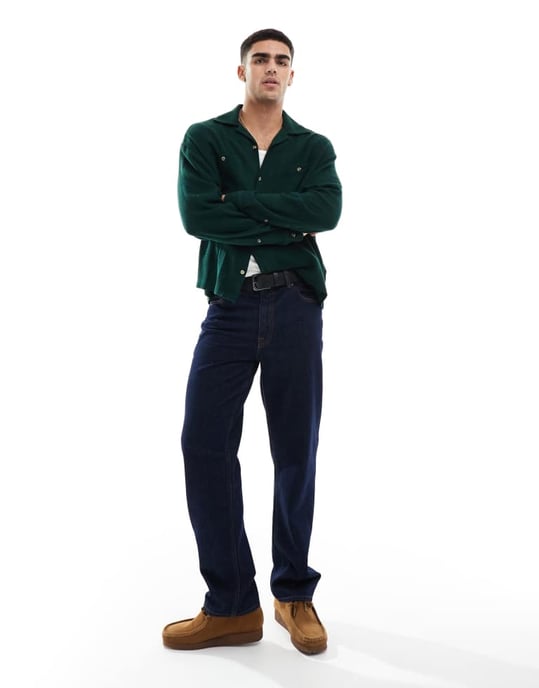 ASOS DESIGN boxig texturerad oversized skjorta i grönt - Image 2