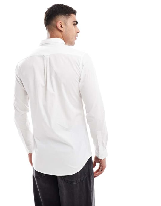 Farah yorke long sleeve poplin shirt in white - Image 4