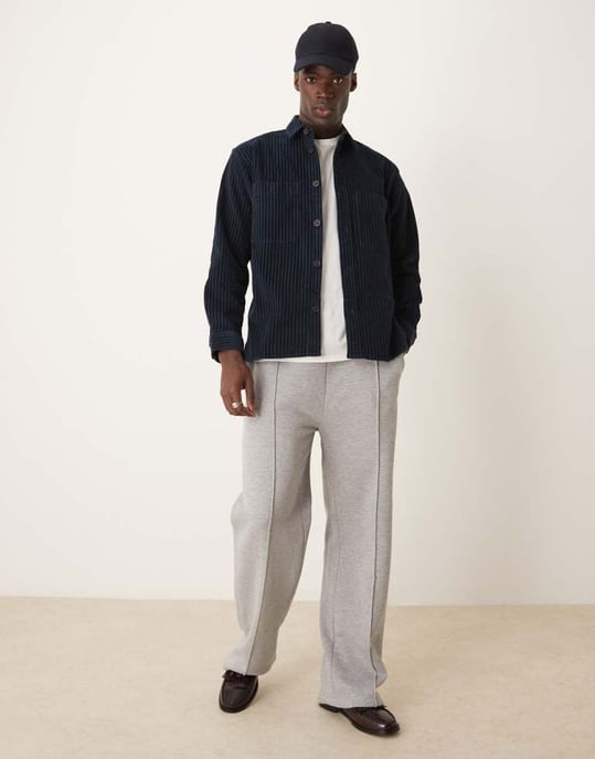 Selected cord overshirt in navy pin stripe - Image 2