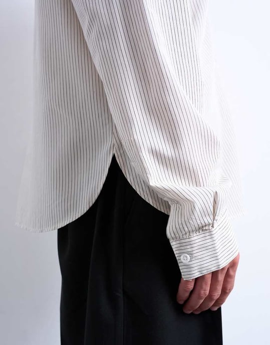 Topman relaxed fit shirt with fine stripe in cream - Image 4