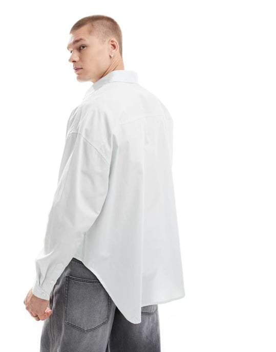 ASOS DESIGN oversized poplin-skjorta i ljusblått - Image 2