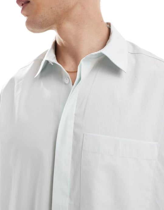 ASOS DESIGN oversized poplin-skjorta i ljusblått - Image 3