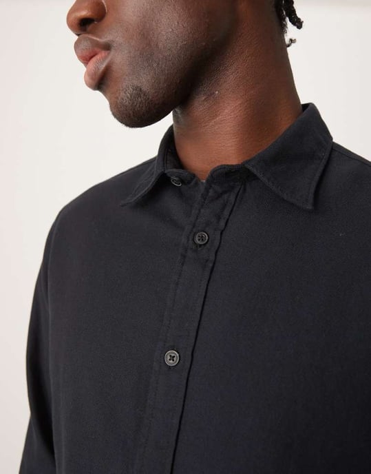 Selected oversized flannel shirt in black - Image 4