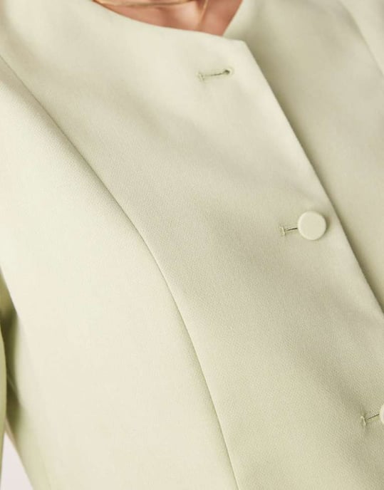 Abercrombie & Fitch short sleeve tailored button through top in light green - Image 2