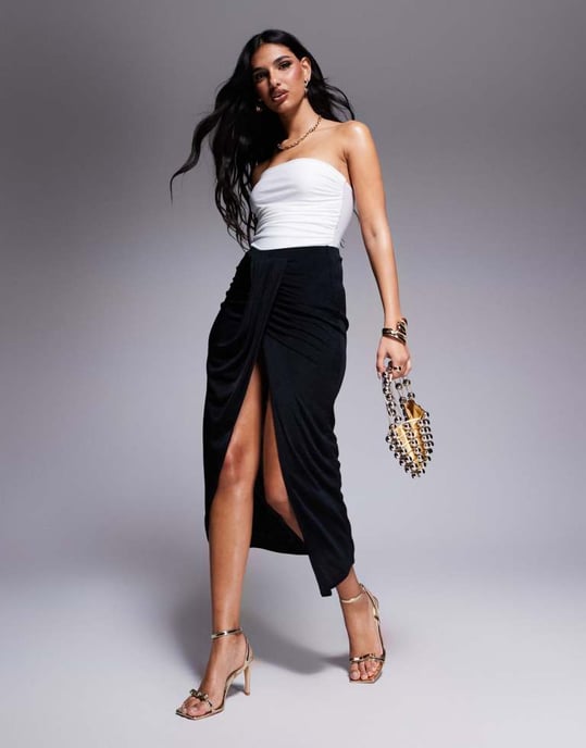 ASOS DESIGN slinky rynkad bust bandeau body i elfenben - Image 2