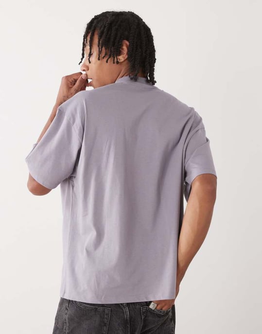 COLLUSION Tungvikts t-shirt i tvättad grå med X-logga - Image 4
