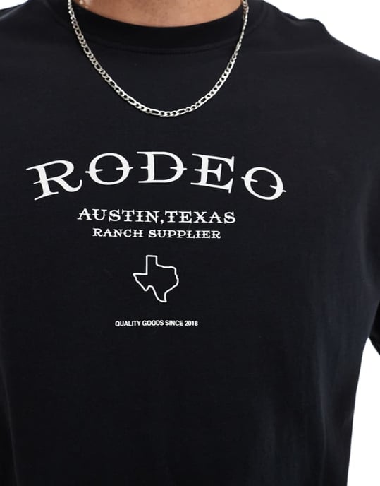 ONLY & SONS oversized t-shirt med rodeo ryggtryck i svart - Image 2