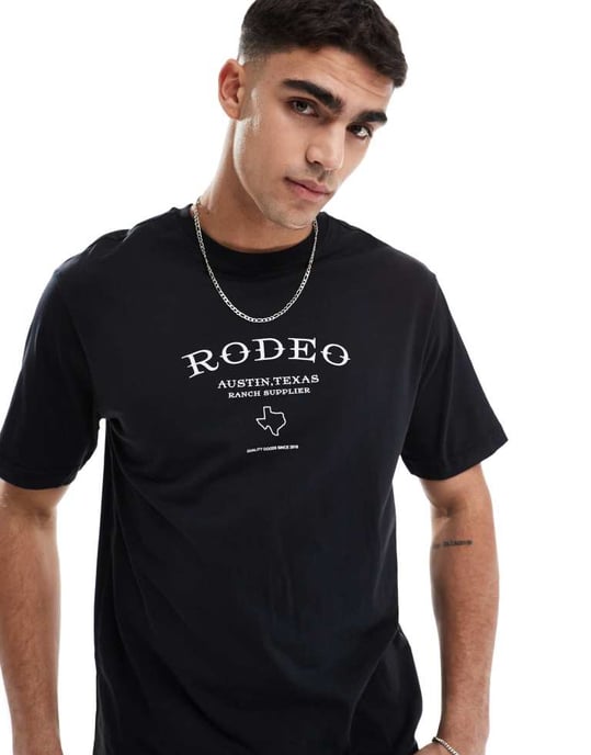 ONLY & SONS oversized t-shirt med rodeo ryggtryck i svart - Image 4