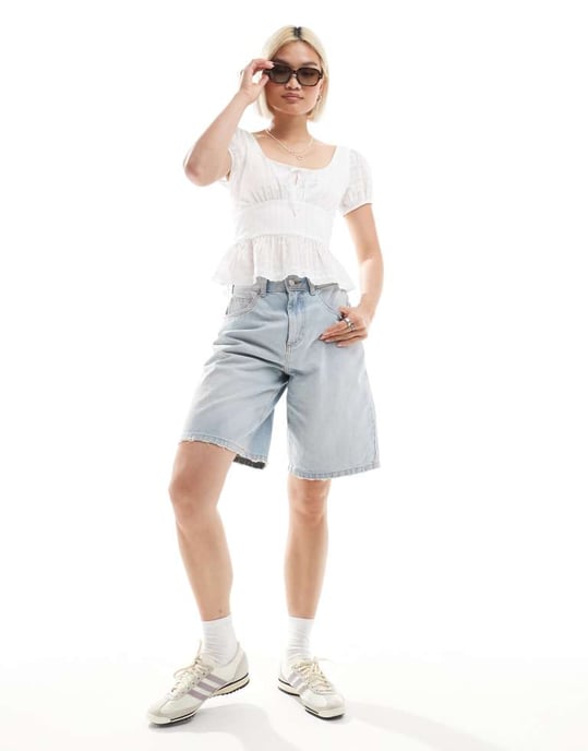 Hollister milkmaid short sleeve top in white - Image 3