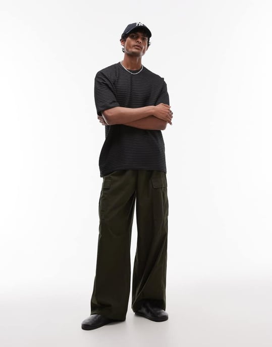 Topman avslappnad passform smart rib t-shirt i svart - Image 3