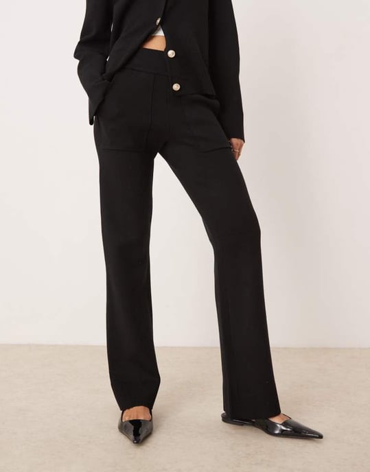 YAS pocket detail knitted trouser co-ord in black - Image 2