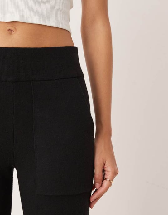 YAS pocket detail knitted trouser co-ord in black - Image 3