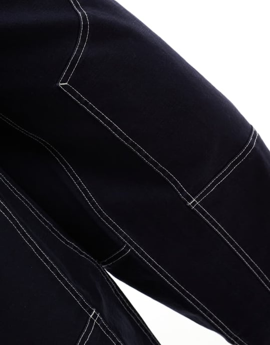 ASOS DESIGN byxor med tunnelsegment i marinblått med kontrastsömmar - Image 4