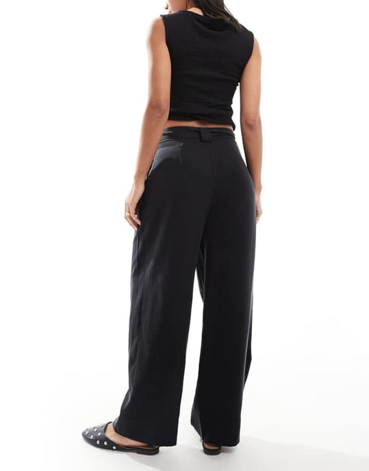 ASOS DESIGN mjuka midjebälte ankellånga byxor i svart - Image 3