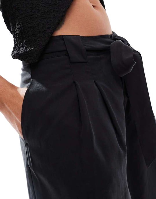 ASOS DESIGN mjuka midjebälte ankellånga byxor i svart - Image 4
