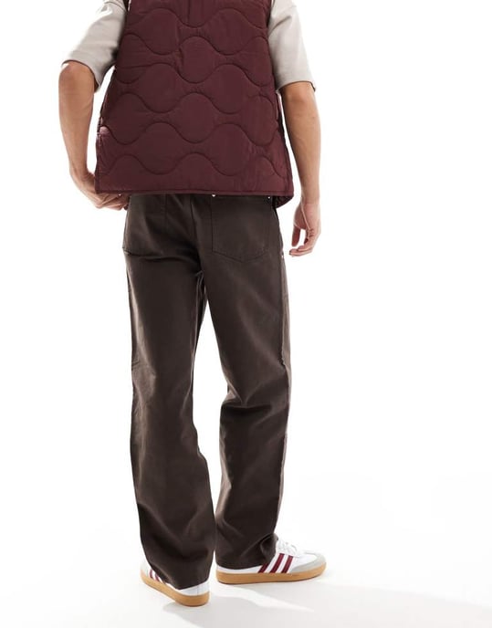 ASOS DESIGN snickarbukser i brunt med nitar - Image 4