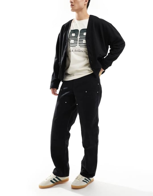 ASOS DESIGN snickarbukser med nitar i svart - Image 1