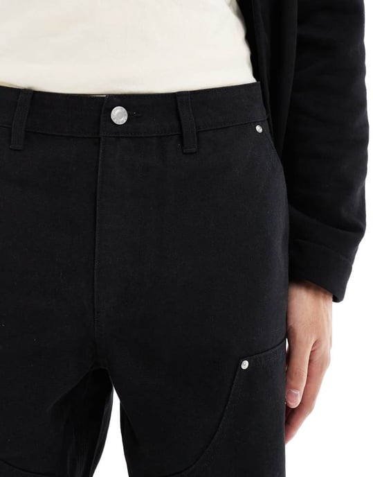 ASOS DESIGN snickarbukser med nitar i svart - Image 4