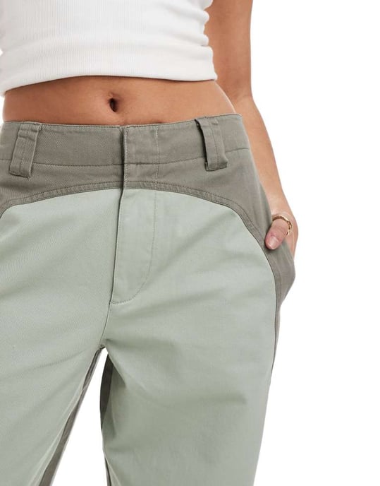 ASOS DESIGN kontrasterande fatben i khaki - Image 2