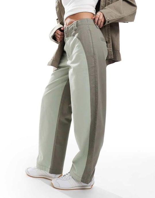 ASOS DESIGN kontrasterande fatben i khaki - Image 4