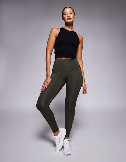 4505 Hourglass Icon bum sculpt gym legging with inner pocket in dark green - KHAKI - Image 1