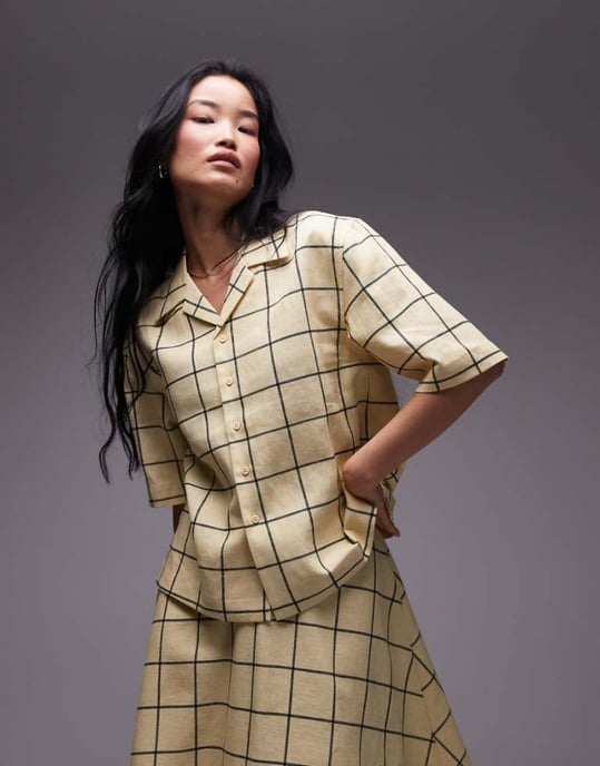 Topshop resort shirt in yellow windowpane check - Image 1