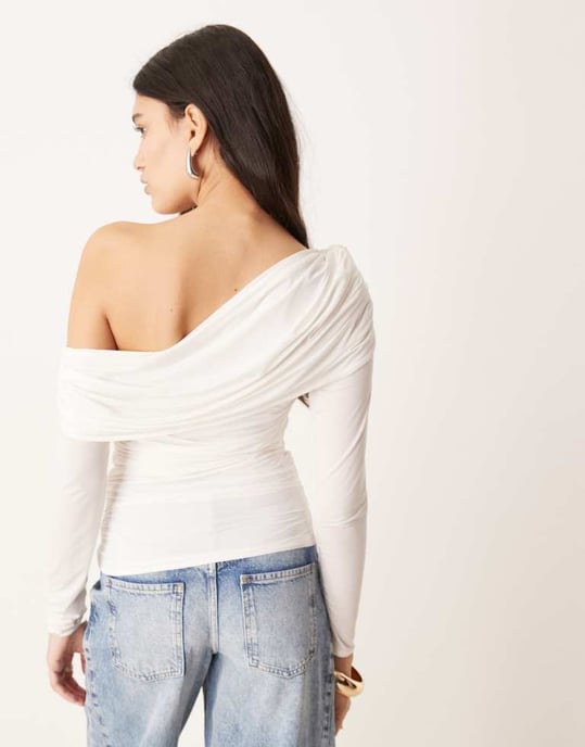 Abercrombie & Fitch sheer fold over top in white - Image 3
