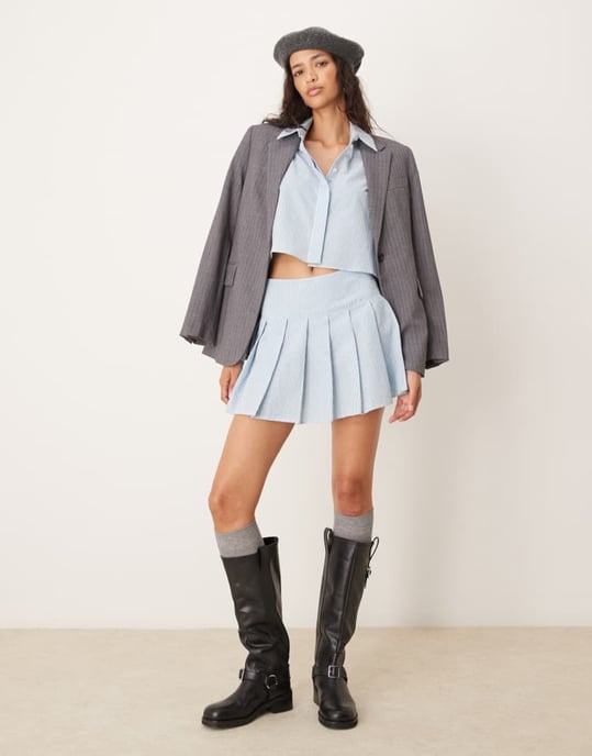 ASOS DESIGN ultimat koordinerad skjorta i blå och vit rand - Image 2