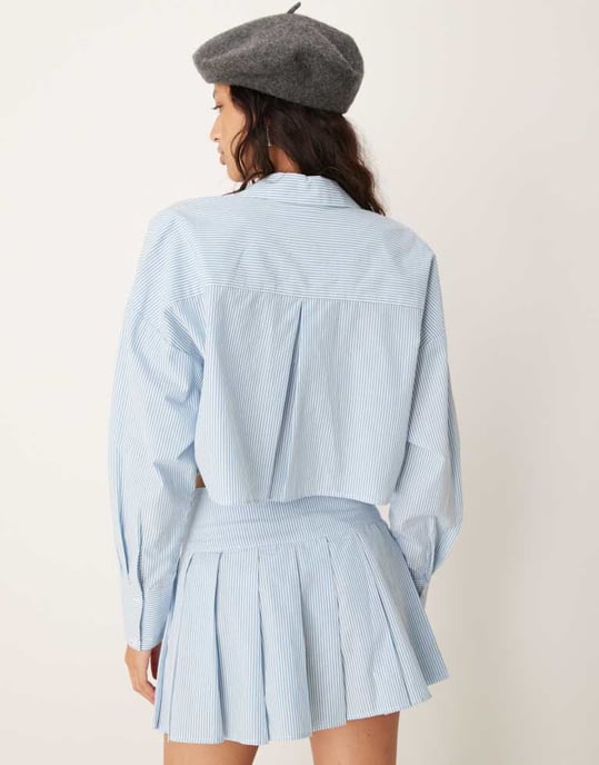 ASOS DESIGN ultimat koordinerad skjorta i blå och vit rand - Image 3