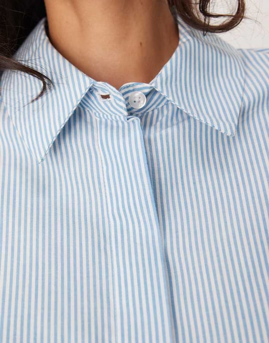 ASOS DESIGN ultimat koordinerad skjorta i blå och vit rand - Image 4