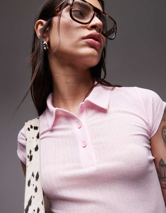 ASOS DESIGN polo torr hantering t-shirt med kort ärm i babyrosa - Image 2