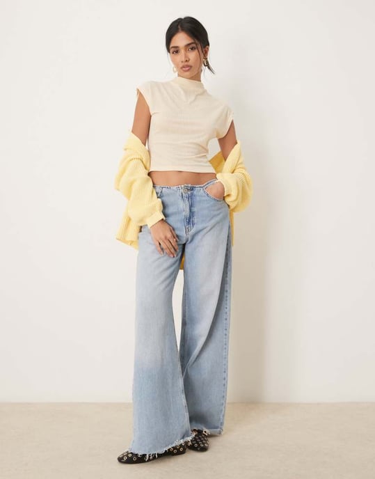 ASOS DESIGN dry handle rib grown on neck tee in cream - Image 3