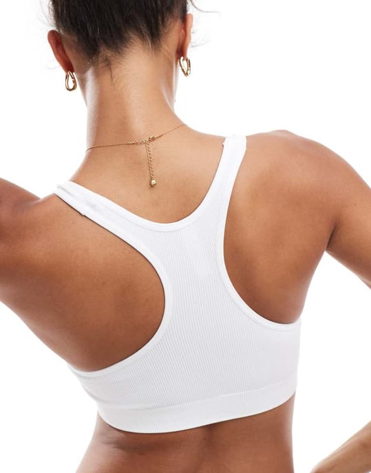 Lindex ribbad racerback bralette i vitt - Image 4