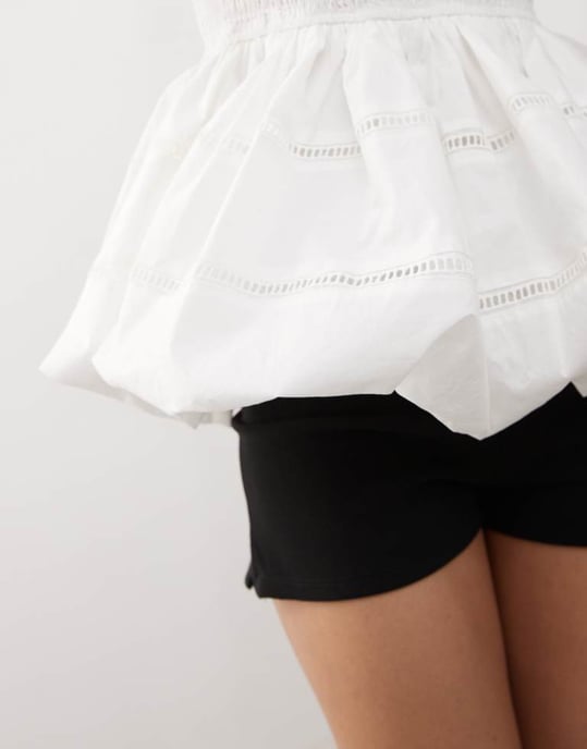 Amy Lynn shirred peplum cami top in white - Image 4