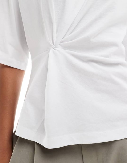 ASOS DESIGN twist detail oversized t shirt with shoulder pads in white - Image 3