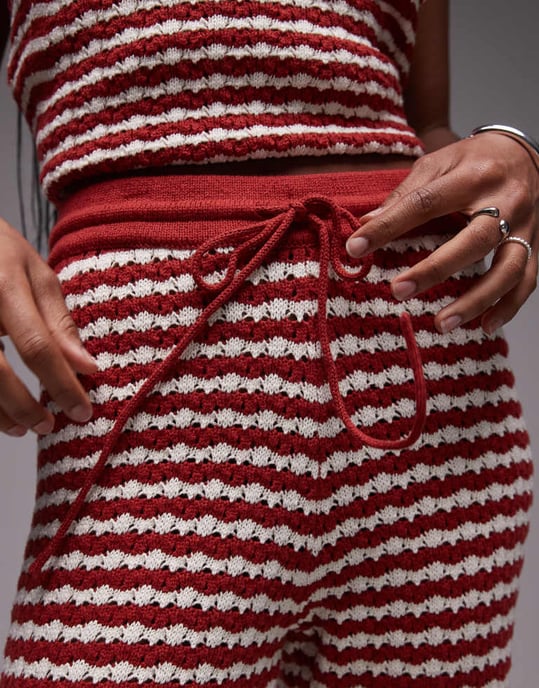 Topshop stickad randig byxdress i rost - Image 2