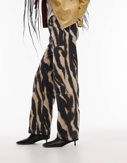 Topshop suddiga zebra byxor med lappar i flerfärgat - Image 3