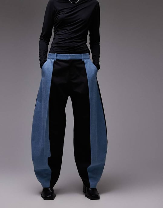ASOS DESIGN deconstructed denim contrast trouser in black - Image 2