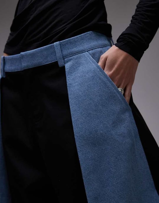 ASOS DESIGN deconstructed denim contrast trouser in black - Image 4