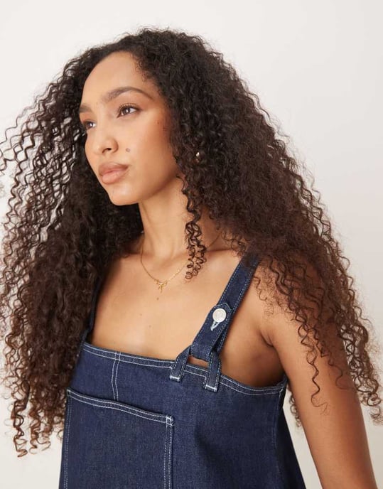 ASOS DESIGN denim top med fiskarremmar - Image 2